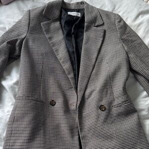 Mango Women's Houndstooth Blazer - Black and White